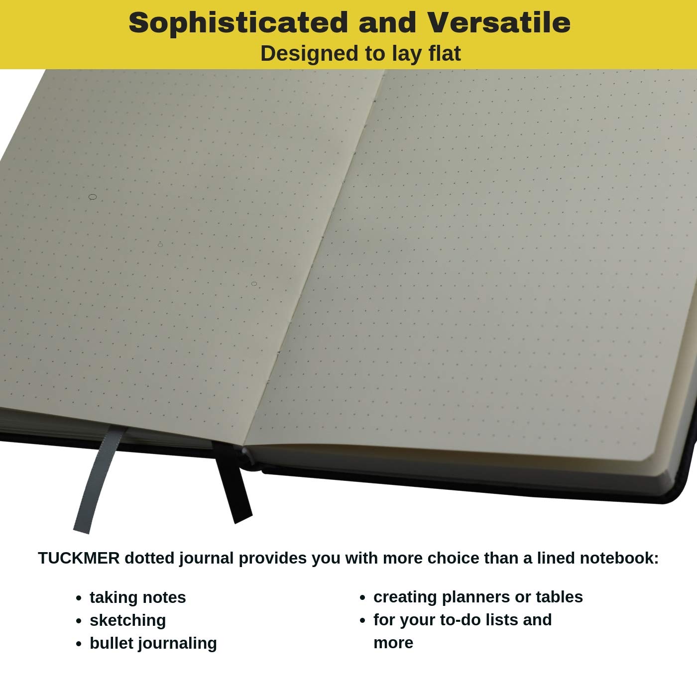 Notebook with Pen Holder Loop - Meeting Notebook - Dotted Grid Leather Bound Journal - Black - Great for Writing, Journaling & Sketching – Bullet Journals to Write in for Women, Men, Business - Image 4