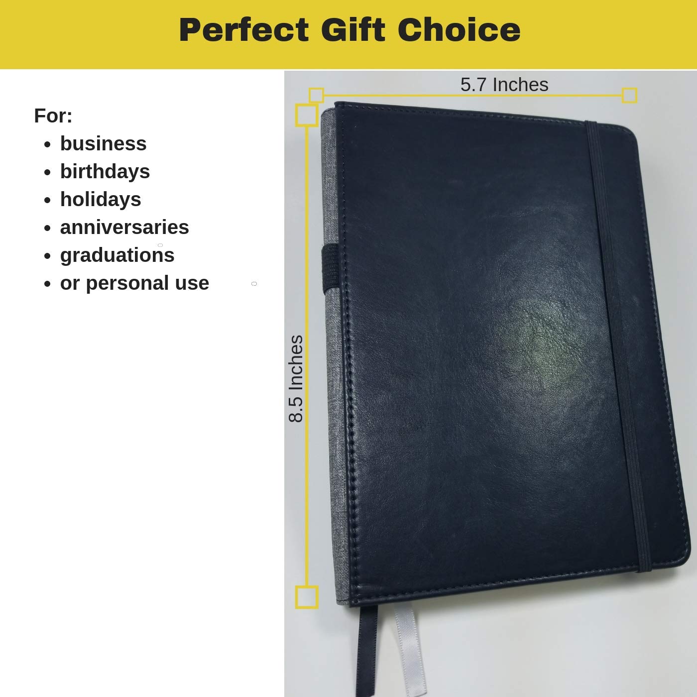 Notebook with Pen Holder Loop - Meeting Notebook - Dotted Grid Leather Bound Journal - Black - Great for Writing, Journaling & Sketching – Bullet Journals to Write in for Women, Men, Business - Image 7