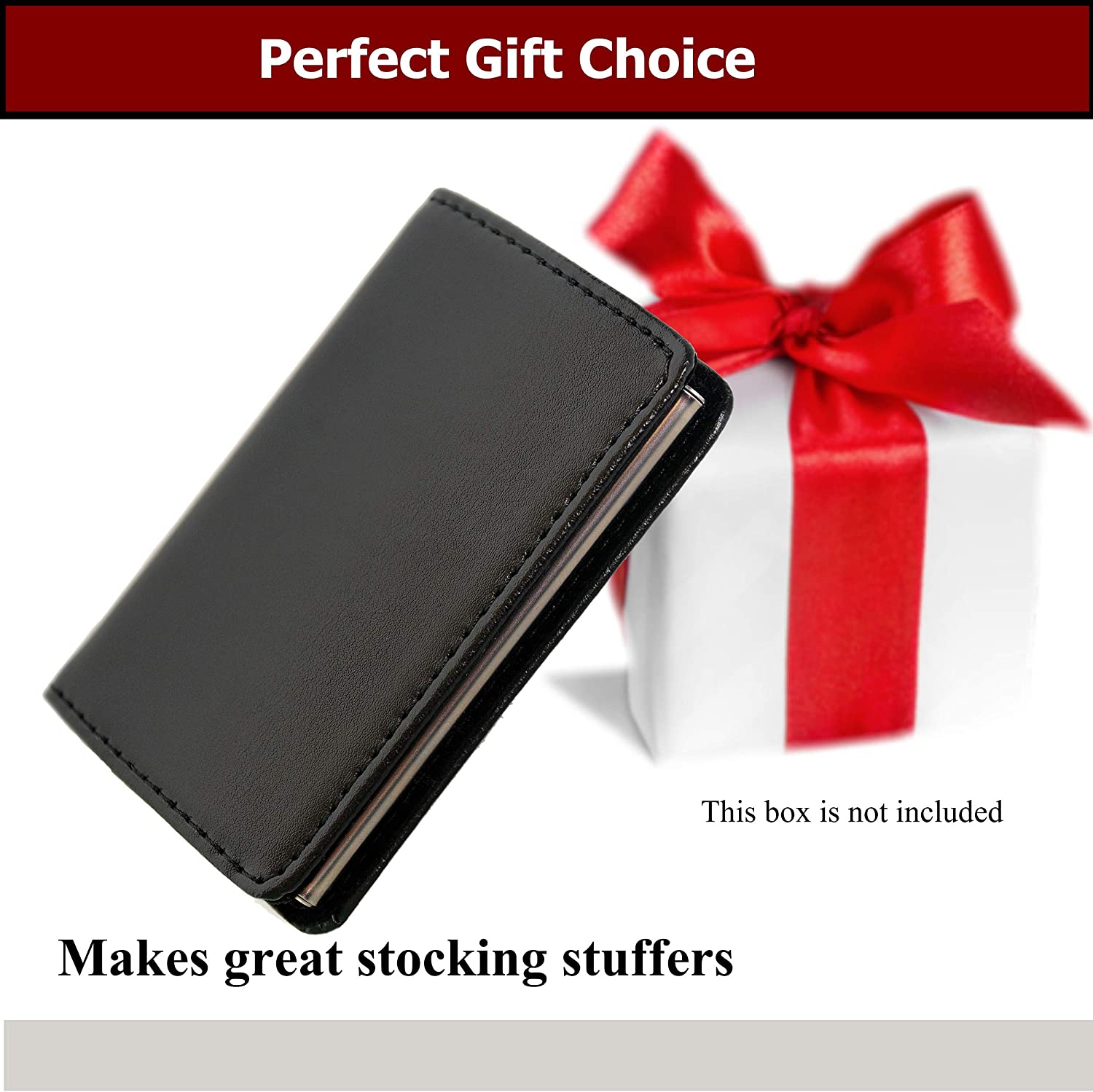 Business Card Holder for Men and Women – Genuine Leather and Premium Stainless-Steel - Image 2