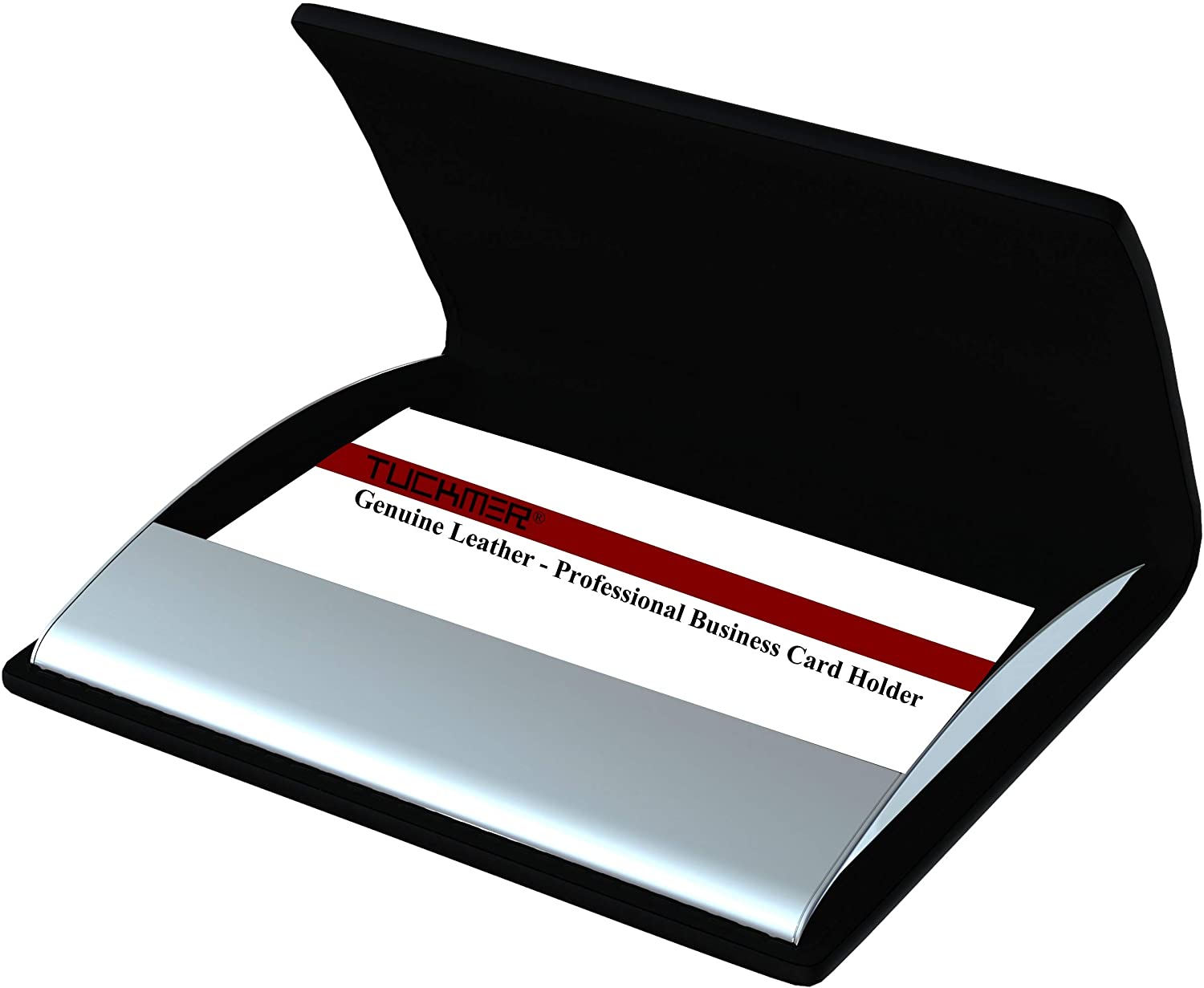 Business Card Holder for Men and Women – Genuine Leather and Premium Stainless-Steel